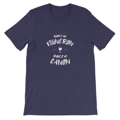 t-shirt - sauvez un vigneron buvez un canon - bleu chiné