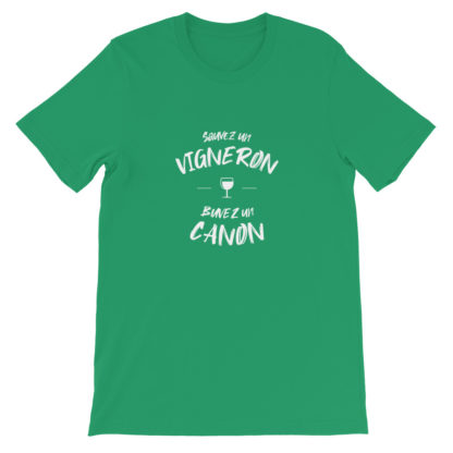 t-shirt - sauvez un vigneron buvez un canon - vert