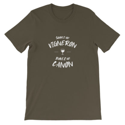 t-shirt - sauvez un vigneron buvez un canon - vert foncé